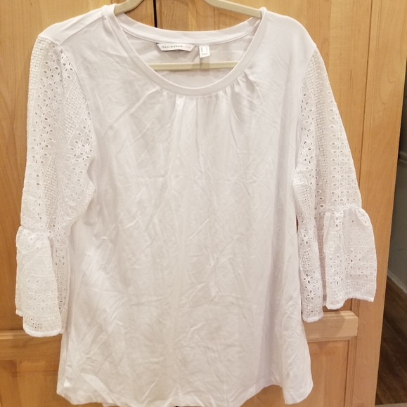 Isaac Mizrahi Elbow Sleeve Knit-to-Woven Tunic M - Picture 1 of 7